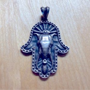Sterling Silver Hamsa Elephant Pendant